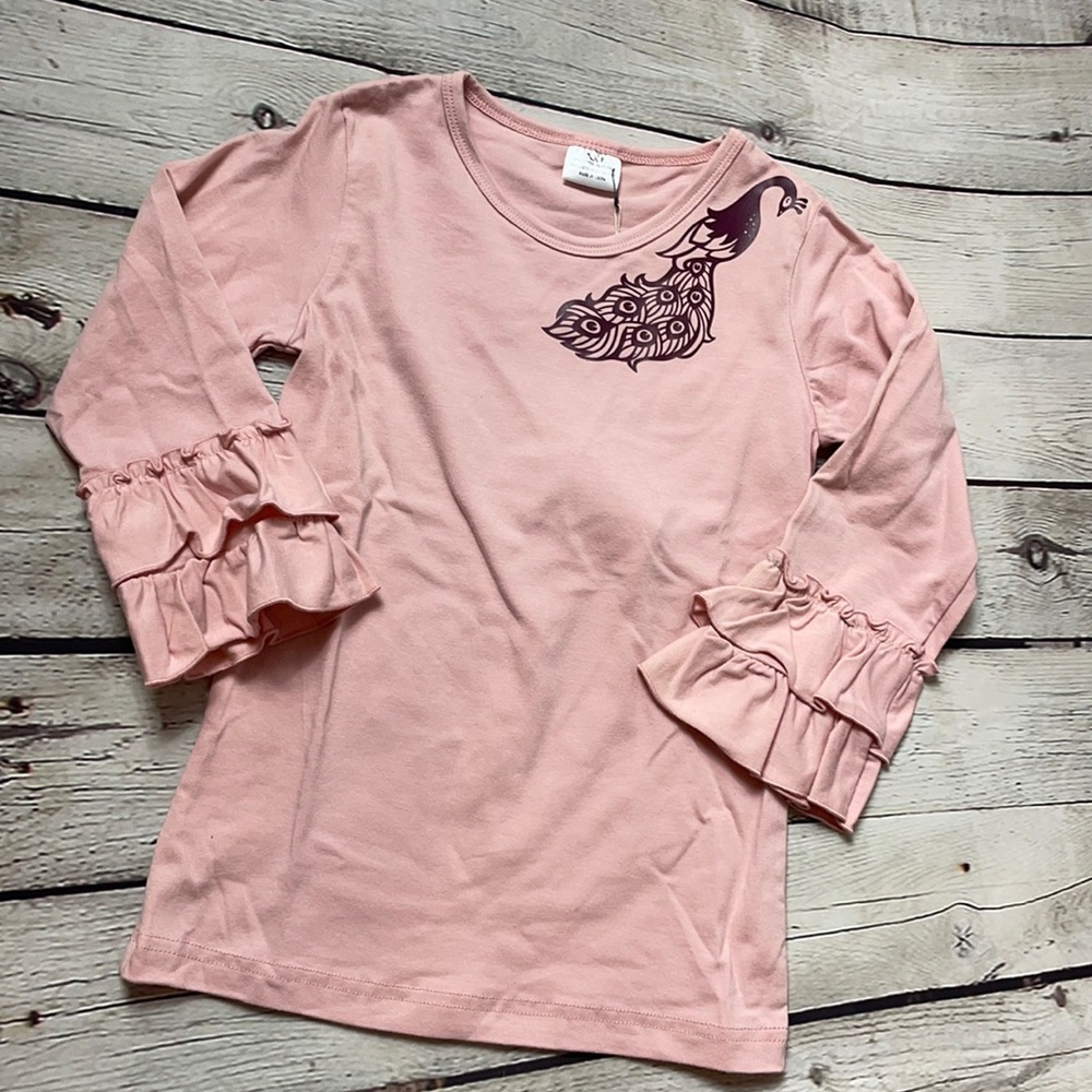 One of a kind long ruffle sleeve tee